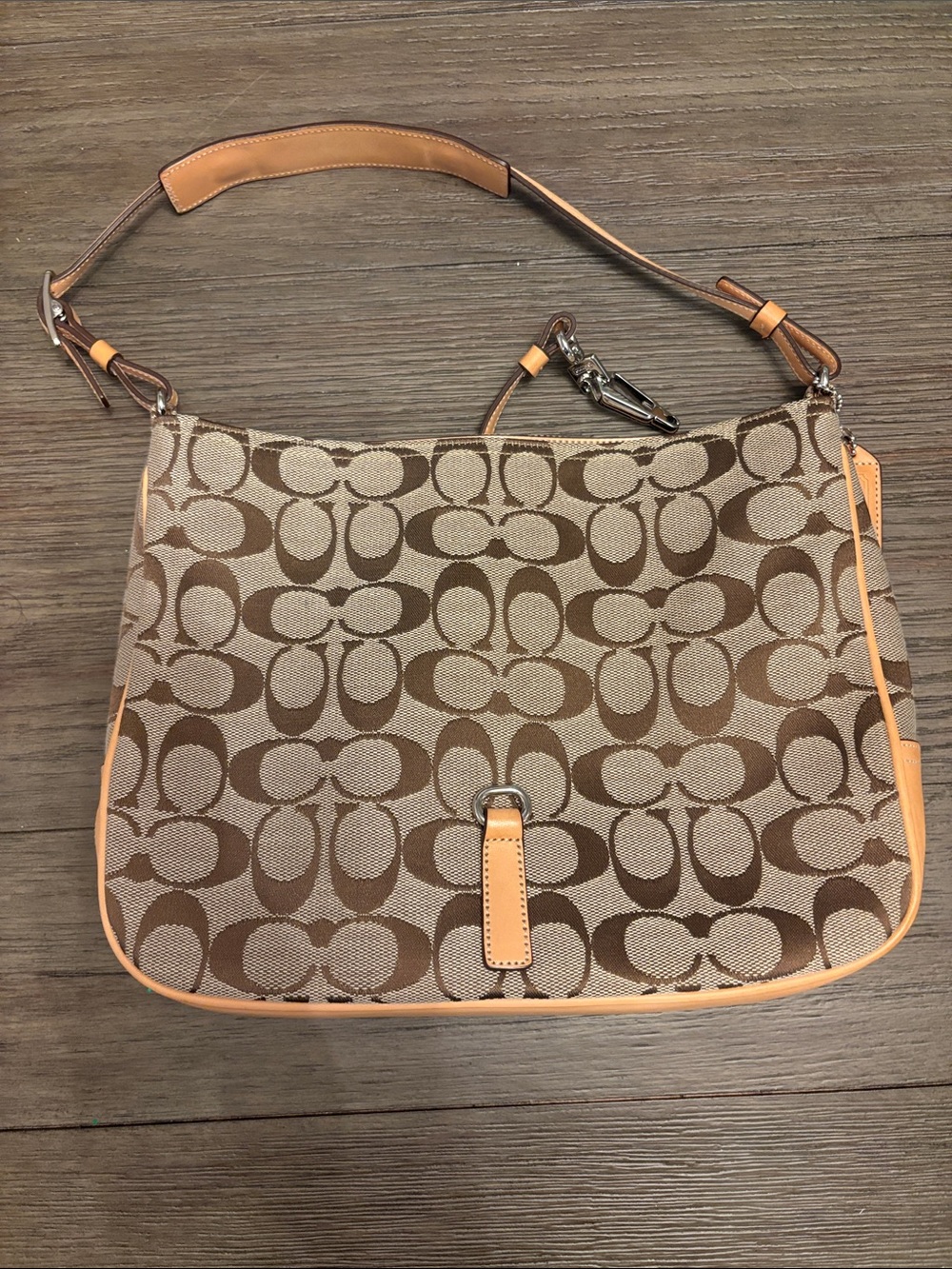 Coach Canvas Shoulder Bag in Brown and Tan